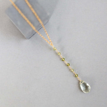 14k Gold Plated Yoga Pendant with Green Amethyst Gemstone