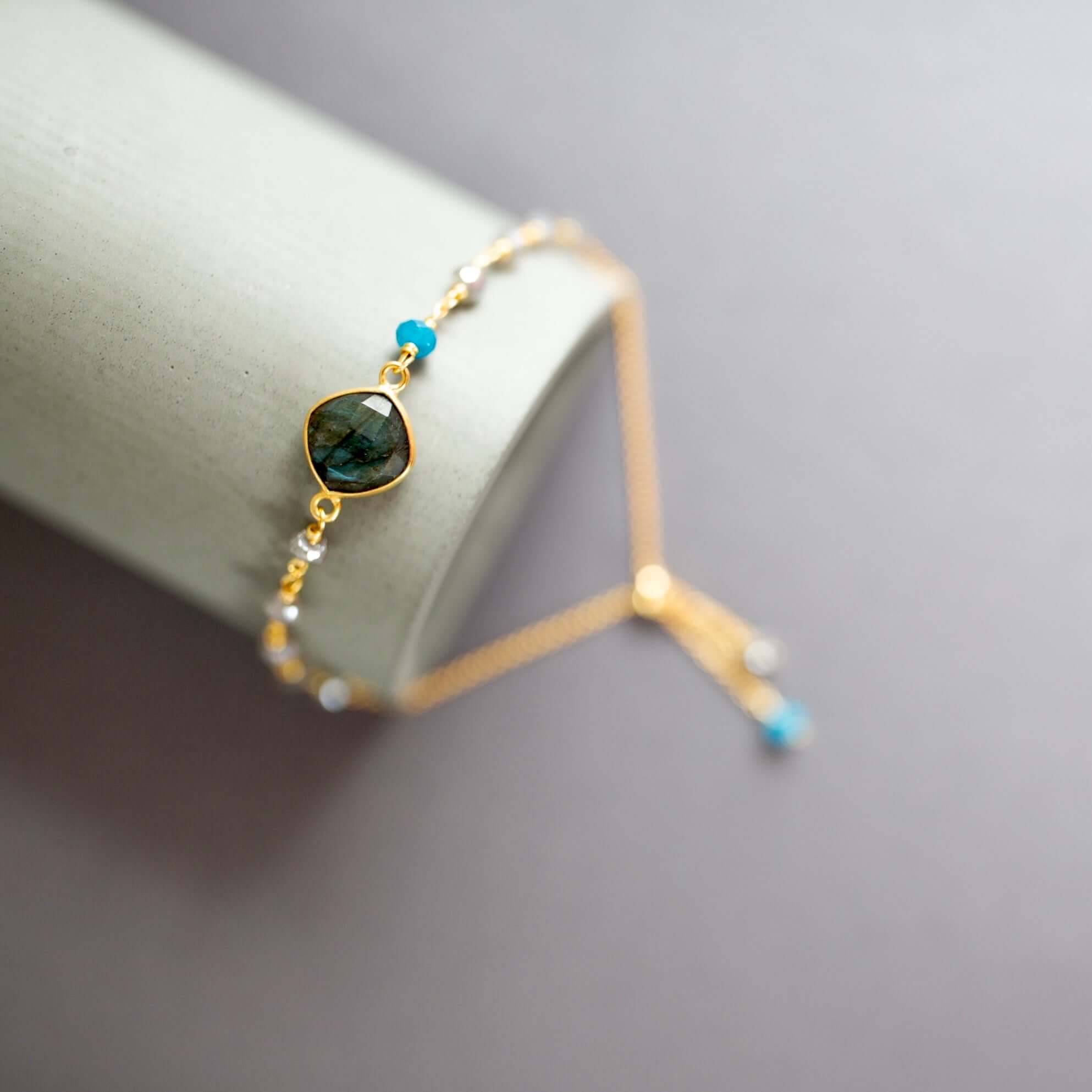 Labradorite Bezel Bracelet - Captivating Elegance for Your Wrist