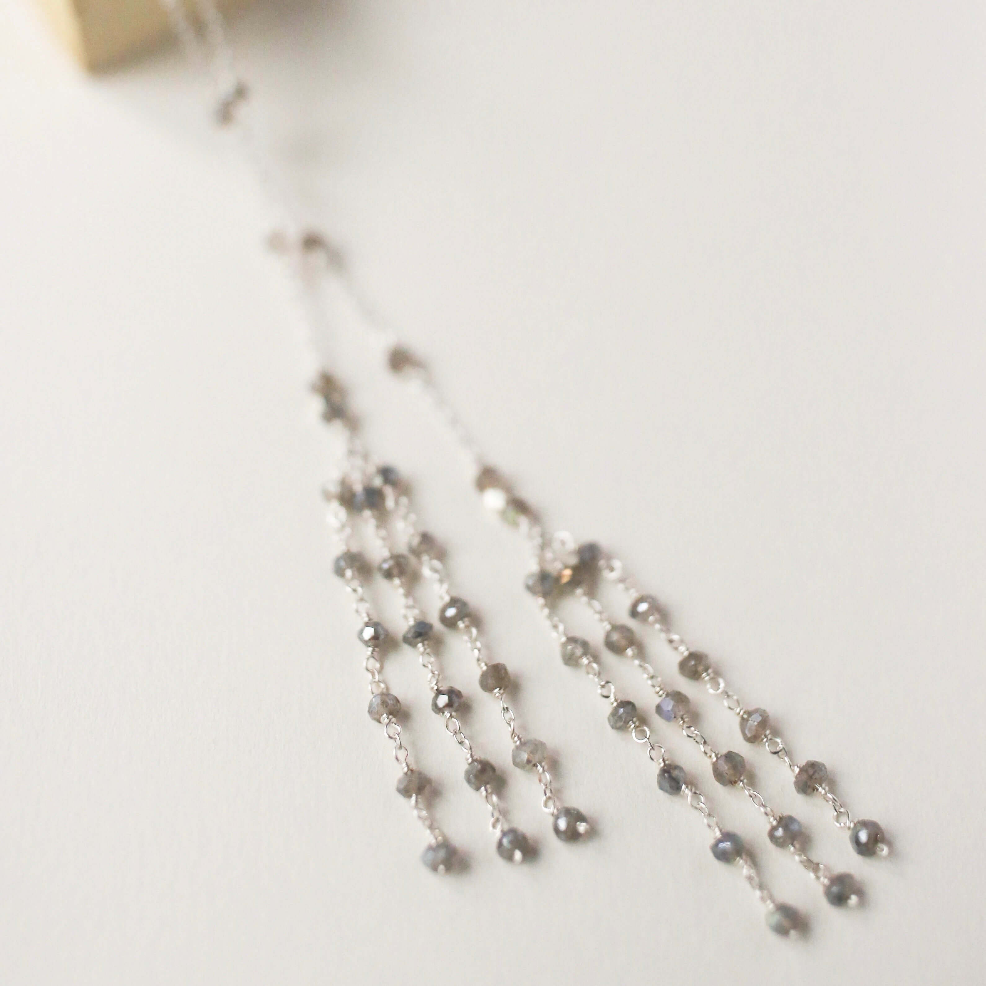 White Chalcedony & Labradorite Silver Tassel Layering Necklace & Earring Kit