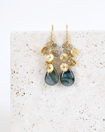 Gorgeous Raindrop Earrings with "Flash" Labradorite Gemstone