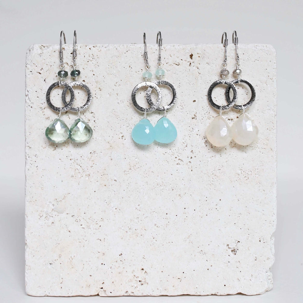 Colorful Gemstone Silver Earrings