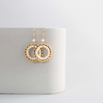 Freshwater Pearl  Classic Mini  Hoop Gold Earrings