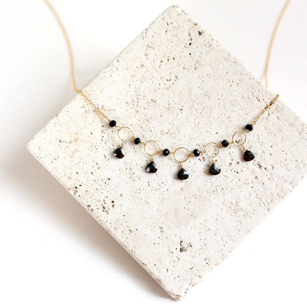 Black Spinel Gold Necklace