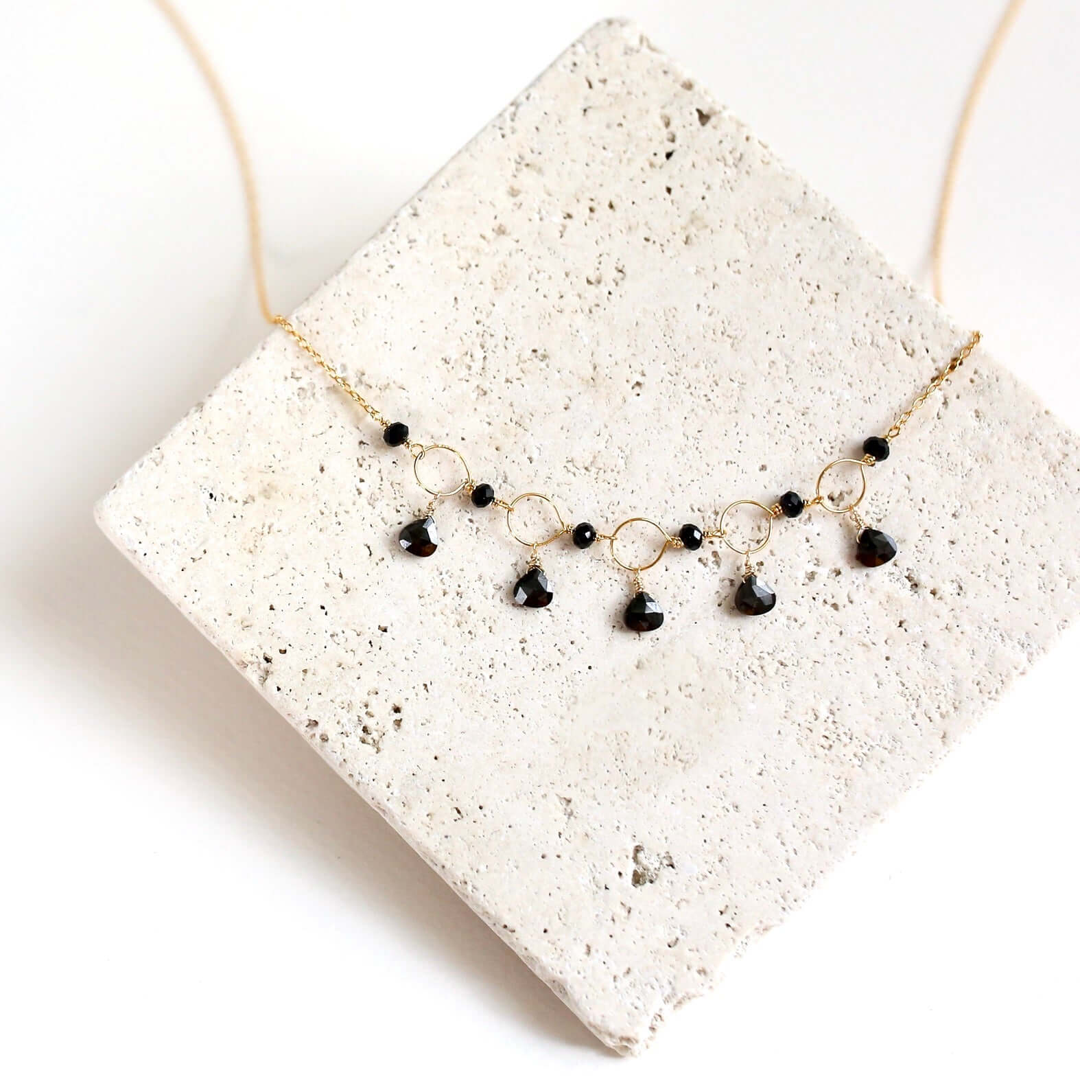 Black Spinel Gold Necklace