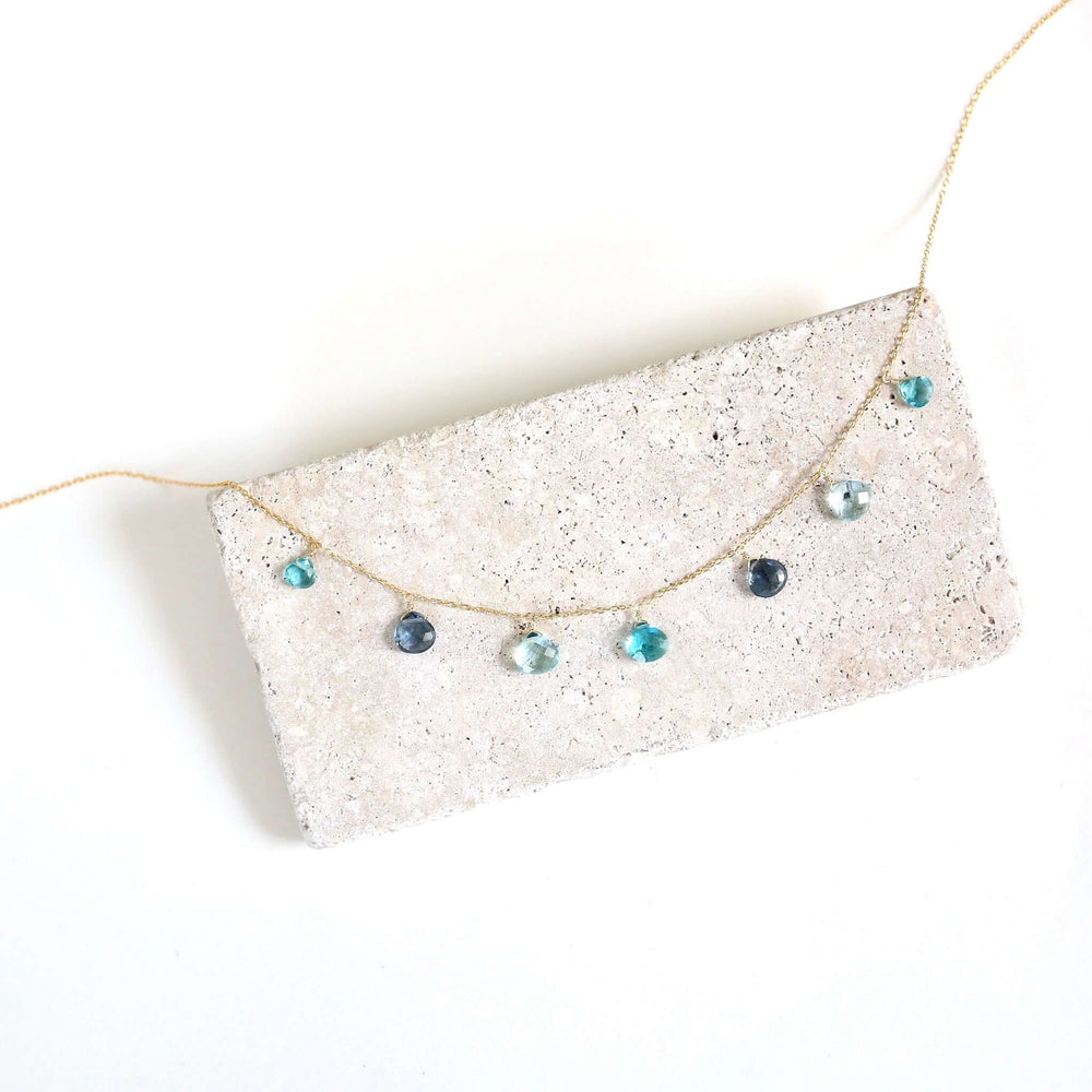 Aquamarine and Iolite Gold Gemstone Necklace