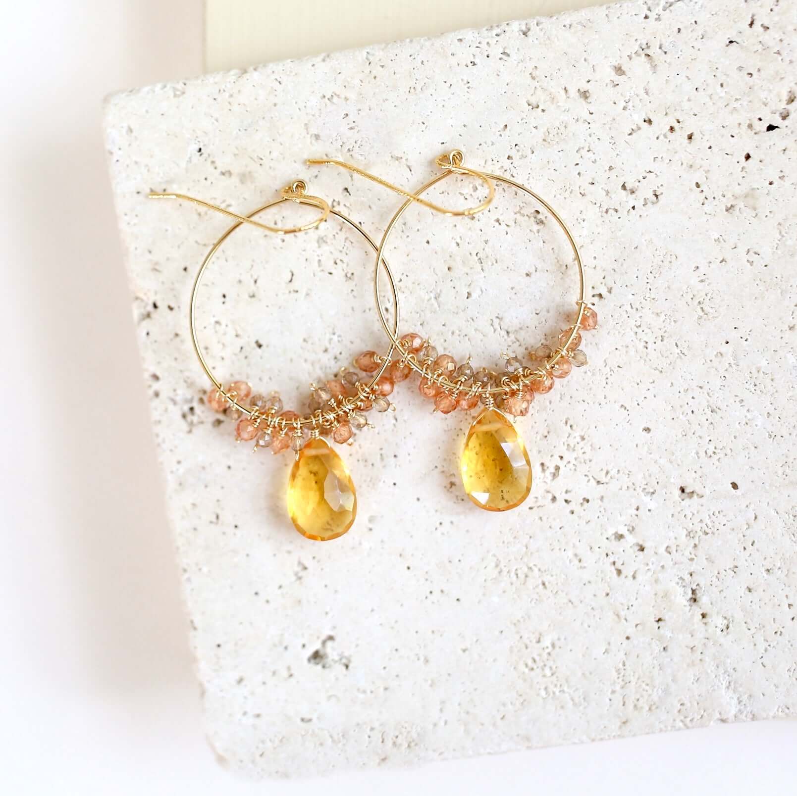 Easy-to-Wear Swing Earrings with Citrine Gemstone Charms