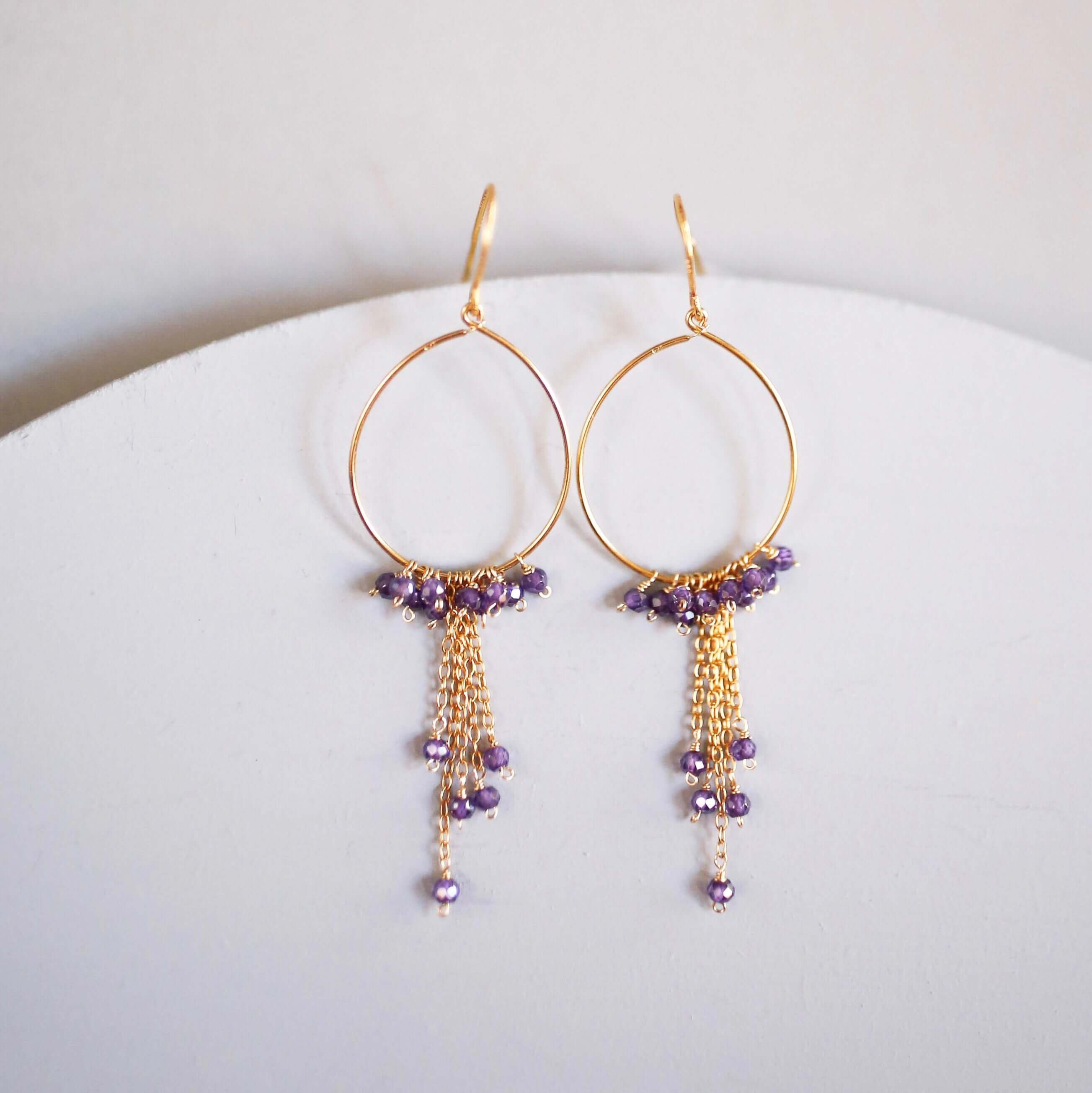 Delicate Amethyst Gold Earrings