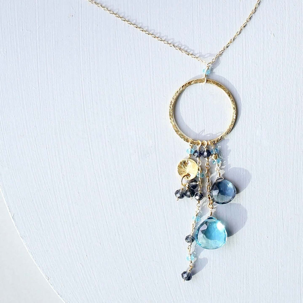 Blue Gemstone Gold Pendant Necklace