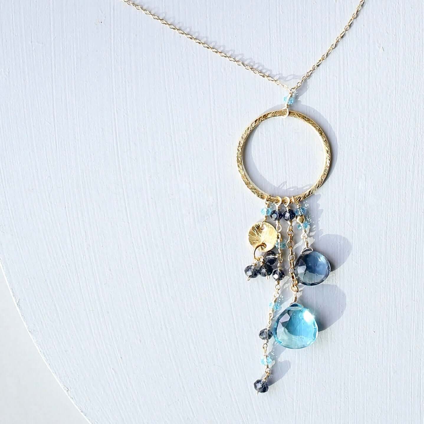 Blue Gemstone Gold Pendant Necklace