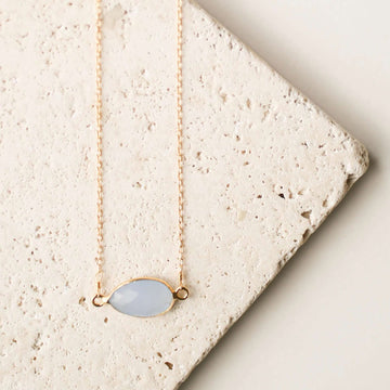 Blue Chalcedony Gold Minimalist Pendant Necklace