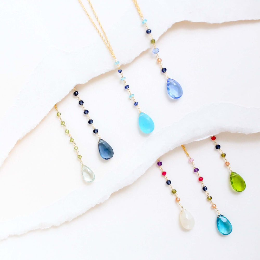 Colorful Yoga Pendant Necklaces with 2-Inch Drop in Gleaming Gold
