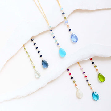 Colorful Yoga Pendant Necklaces with 2-Inch Drop in Gleaming Gold