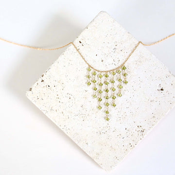 Unique Peridot Gemstone Fringe Gold  Necklace