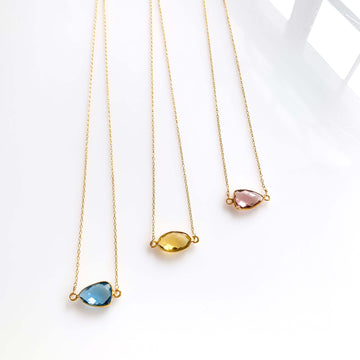 Colorful Bezel-Set Gemstones in a 14k Gold Necklace
