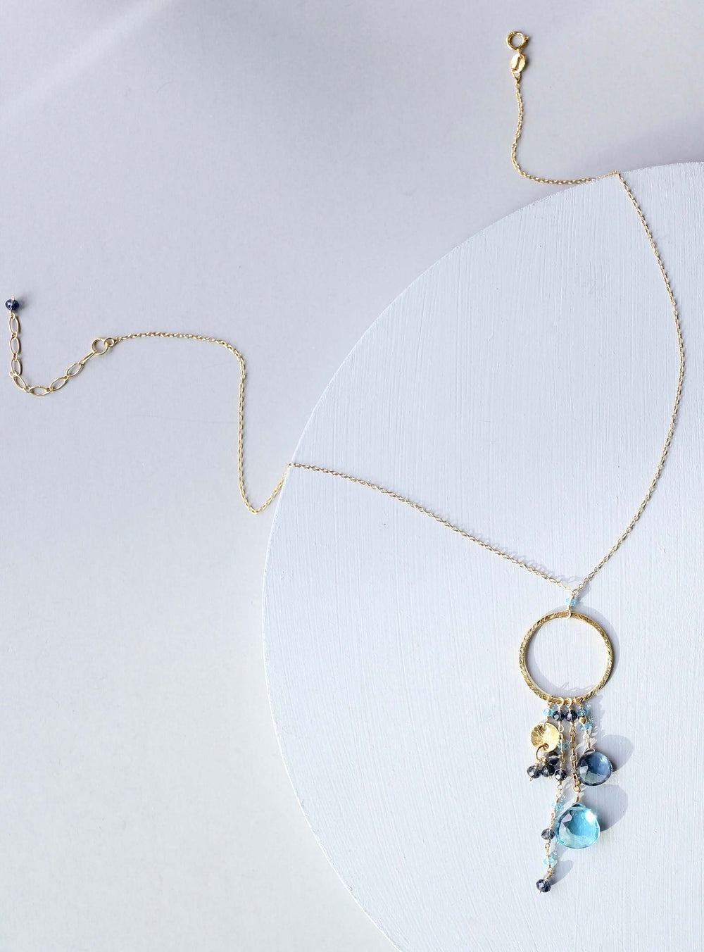 Blue Gemstone Gold Pendant Necklace