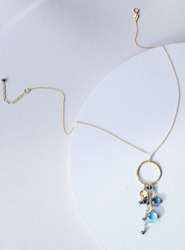 Blue Gemstone Gold Pendant Necklace
