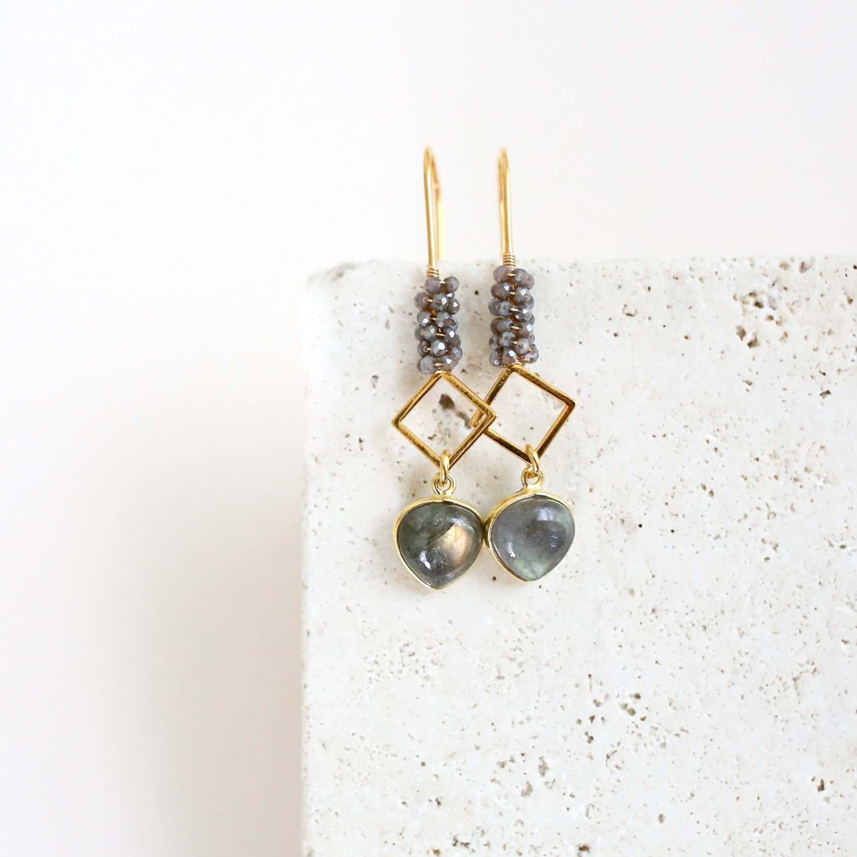 Geometrically inspired labradorite earrings for a modern and chic look