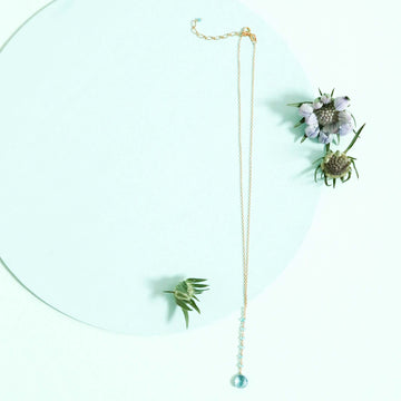 Gold-Plated Yoga Necklace with Aqua Aura Quartz Gem