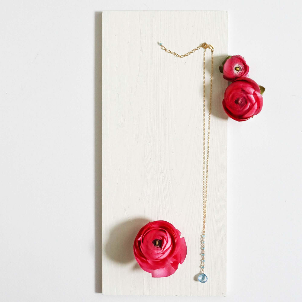 Gold-Plated Yoga Necklace with Aqua Aura Quartz Gem